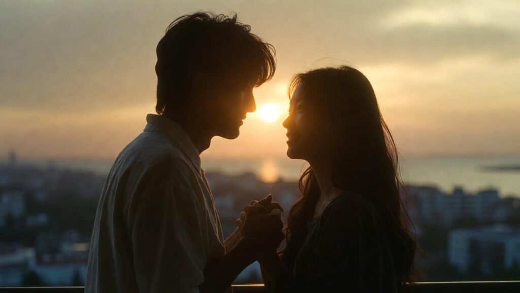 romantic good morning wishes couple sunrise